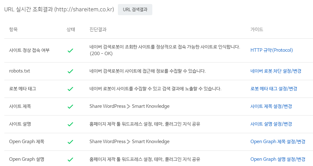 네이버 서치어드바이저 검색 등록 색인(다음, 빙) 10 사이트 체크 검색결과