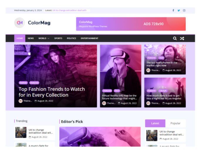 워드프레스 인기테마 추천사이트 6 colormag theme